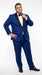 Men’s Royal Blue Tuxedo Dress Suit with Black Shawl Lapel, Formal Wedding Prom Suit