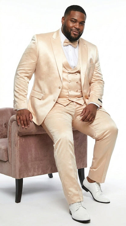 Champagne Suit - Light Gold Color Shiny Suit - Sateen Suit - Wedding Tuxedo Suit