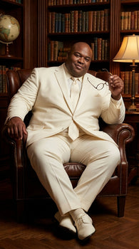 Lucci Classic Ivory 2-Button Budget Tuxedo - Pleated Slacks