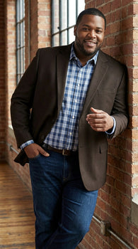 Men’s Brown 2 Button Dress Casual Blazer with Notch Lapel, Fashion Sport Coat