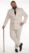 Men’s Off White Double Breasted Pinstripe Suit with Jacket and Pants, Formal Wedding Dress Suit