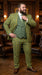 Men’s Blue and Gold Windowpane Plaid 3 Piece Wool Suit with Double Breasted Vest