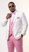 Men’s White and Light Pink Tuxedo Wedding Suit with Dinner Jacket, Vest, Pants and Bow Tie