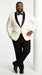 Men’s Ivory Cream Dinner Jacket Tuxedo with Black Shawl Lapel, White Blazer and Black Trouser Formal Suit for Weddings, Prom, Parties, and Special Occasions