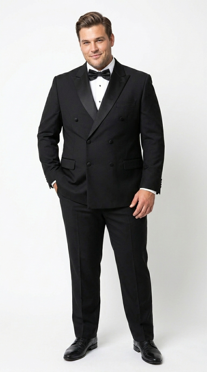 Men’s Black Double Breasted Tuxedo with Super 150s Style, Designer Formal Wedding Dinner Suit
