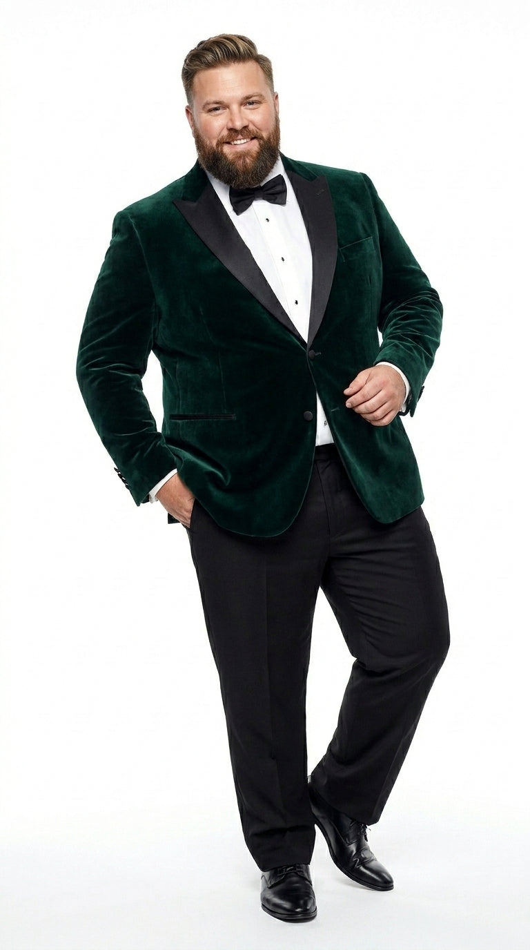 Men’s Olive Hunter Green Velvet Tuxedo Jacket with Black Satin Lapel, Formal Wedding Dinner Blazer