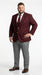 Men’s Burgundy Maroon Wine 2 Button Blazer, Classic Business Casual Wedding Sport Coat Jacket