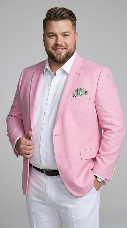 Men’s Pink Lightweight Easter Suit, Jacket and Pants Summer Wedding Prom Dress Suit Set