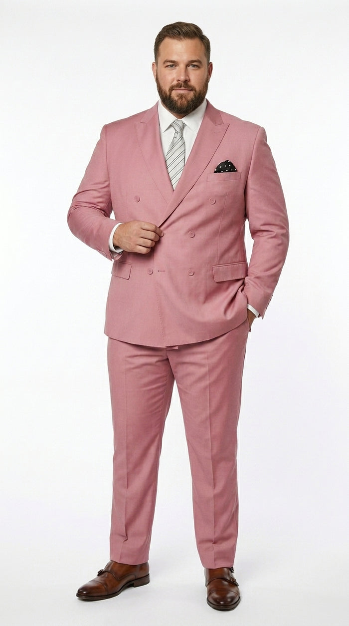 Men’s Blush Pink Double Breasted Easter Suit, Lightweight Summer Wedding Church Dress Suit Set Modern Fit