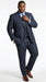 Men’s Charcoal Grey and Blue Plaid 3 Piece Vested Suit, Formal Wedding Business Dress Suit Set