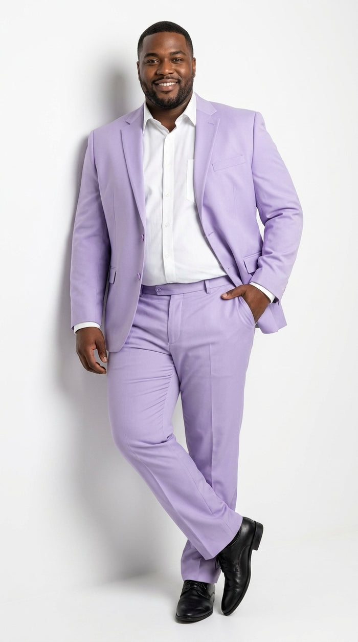 Men’s Lilac 2 Button Suit, Light Purple Formal Wedding Prom Dress Suit