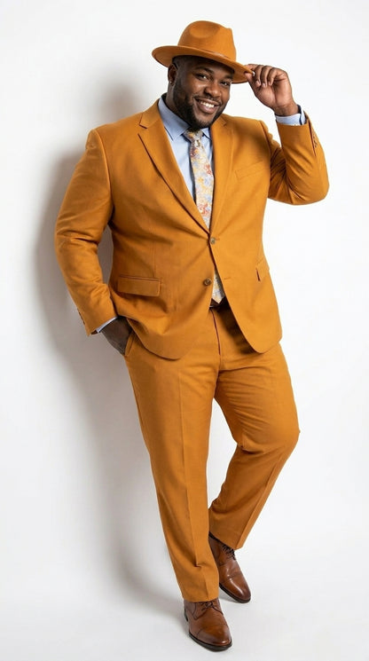 Men’s Light Rust Copper 2 Button Modern Fit Suit, Fall Color Church Dress Suit