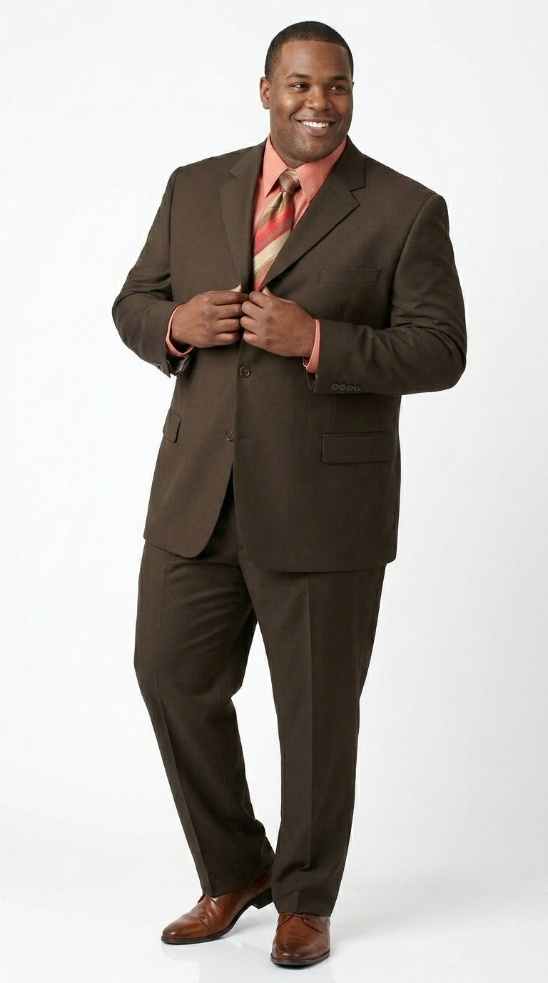 Men’s Chocolate Brown 3 Button Business Suit, Premier Quality Clearance Sale Dress Suit