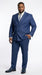 Vinci Men’s Blue Double Breasted Glen Plaid 2 Piece Suit, Formal Wedding Business Dress Suit