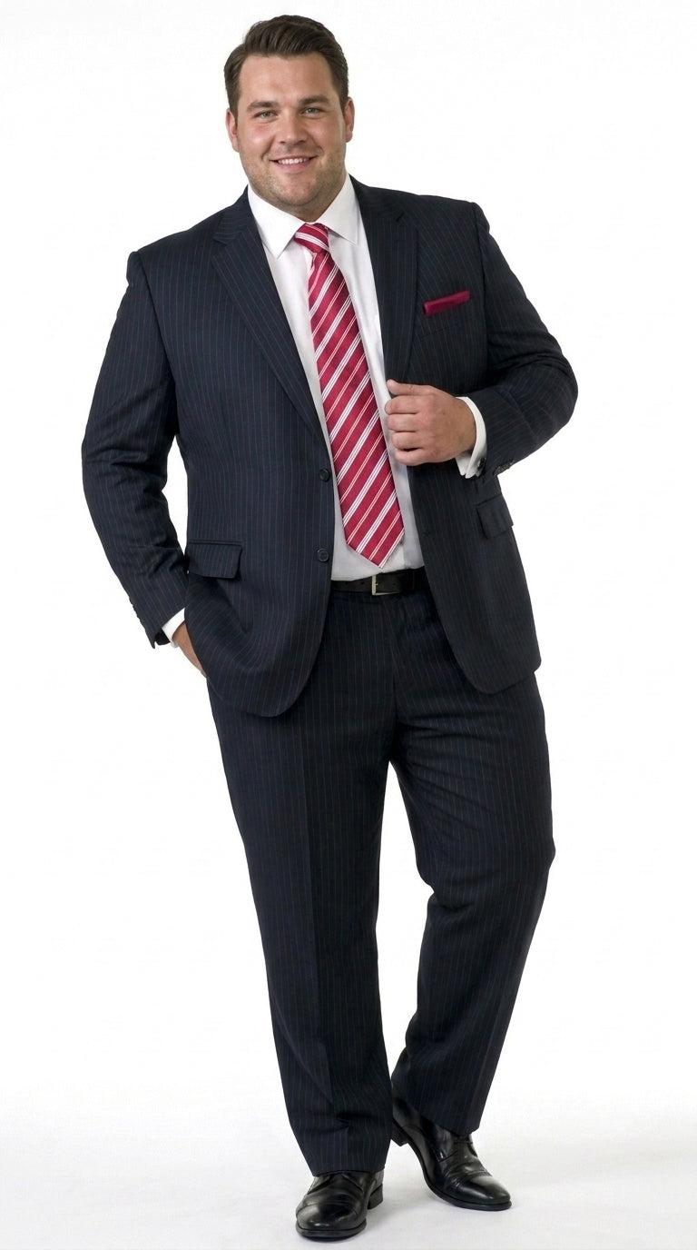 Men’s Black Pinstripe 2 Button Business Suit, Affordable 2 Piece Formal Dress Suit Clearance Sale