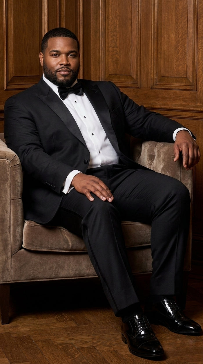 Tiglio Men’s Black Peak Lapel 2-Piece Suit – Classic Wedding, Business and Formal Suit