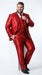 Men’s Red Shiny 3-Piece Suit – Satin Wedding, Prom, Party and Formal Suit with Vest
