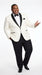 Men’s Ivory Wedding Suit with Black Satin Lapels – Groom Formal Suit Jacket and Pants