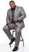 Men’s Silver Gray Shiny Sharkskin 2 Button Suit, Formal Wedding Business Dress Suit