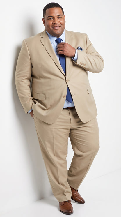 Renoi Designer 203-11 Men’s Light Tan 2 Piece Suit, Single Breasted Notch Lapel Formal Dress Suit Modern Fit