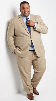 Renoi Designer 203-11 Men’s Light Tan 2 Piece Suit, Single Breasted Notch Lapel Formal Dress Suit