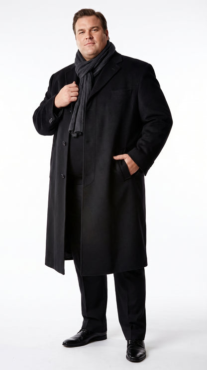 Alberto Nardoni Men’s Black Full Length Cashmere Blend Overcoat, Loro Piana Fabric Winter Dress Topcoat