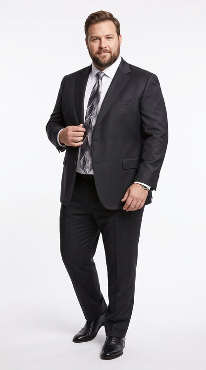 Men's Extra Fine Wool Black Suit – Classic 2 Button Peak Lapel Formal Business & Wedding Suit (Also Available in Dark Navy)