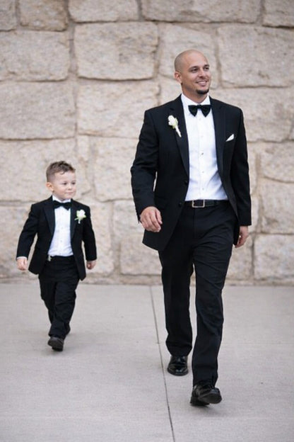 Dad And Son Black Matching Two Button Straight Fit Perfect for toddler Suit wedding  attire outfits Suits - Image 3