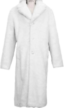 Faux Fur Overcoat - Long Top Coat Full length Coat White