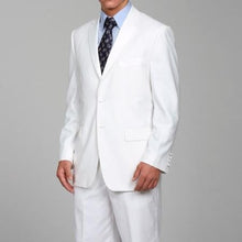 Designer Brand Men's White Two-button Suits For Men With Flat Front Pants  - All White Suit