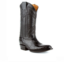 Men's Ferrini Medium Round Toe Alligator Belly Cowboy Boot in Black