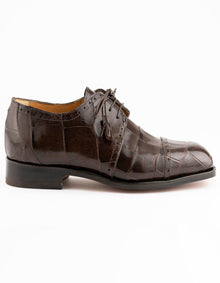 Ferrini Shoes Men's Alligator Dress Shoe Ferrini 3798 Alligator Cap Toe Shoes Chocolate