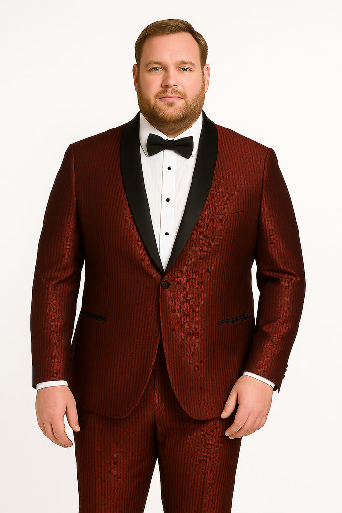 Men's Burgundy Shiny Tuxedo with Black Satin Shawl Lapel – Ultra Slim Fit Party & Prom Suit - Image 4