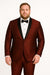 Men's Burgundy Shiny Tuxedo with Black Satin Shawl Lapel – Ultra Slim Fit Party & Prom Suit