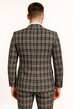 Men's Black and White Plaid Three-Piece Suit – Modern Slim Fit Tuxedo for Church and Business - Image 3