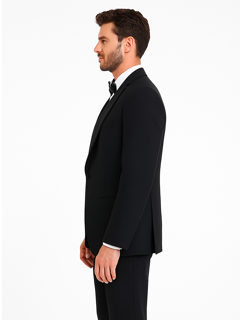 Fitted Slim Fitc Cut Designer 1 Button Tuxedo With Pleated Pants - Image 2