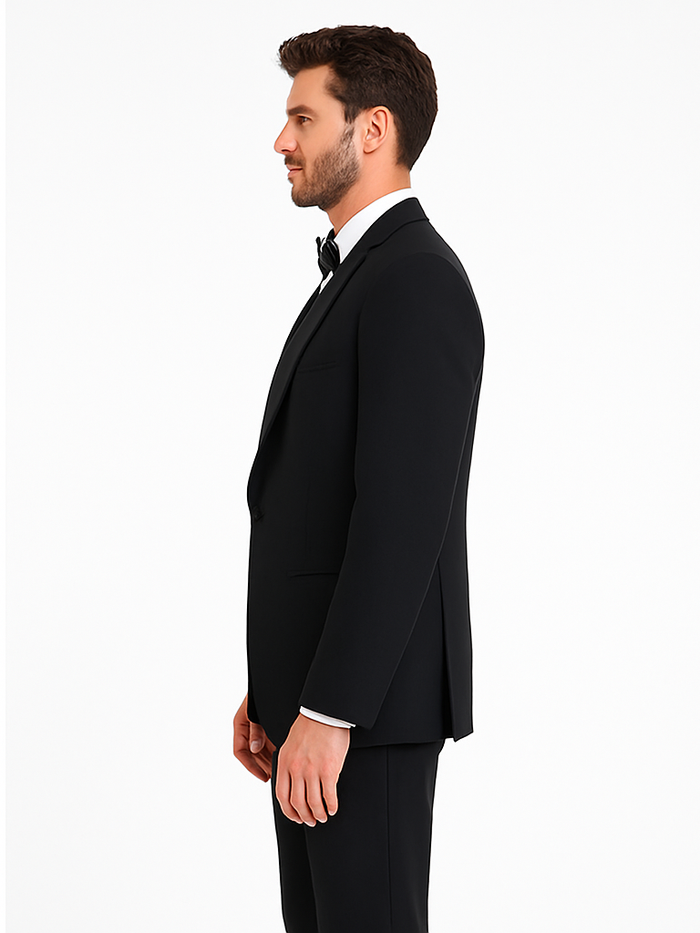 Fitted Slim Fitc Cut Designer 1 Button Tuxedo With Pleated Pants - Image 2