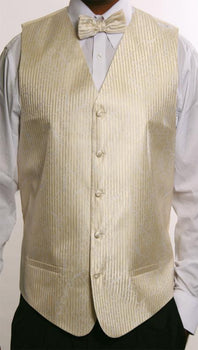 Men's 4 Piece JQD Groomsmen Dress Tuxedo Wedding Vest ~ Waistcoat ~ Waist coat Set (Bow Tie, Neck Tie, Hanky) Beige - Men's Neck Ties - Mens Dress Tie - Trendy Mens Ties