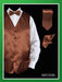 Men's 4 Piece Groomsmen Dress Tuxedo Wedding Vest ~ Waistcoat ~ Waist coat  Set (Bow Tie, Neck Tie, Hanky) - Satin Brown - Men's Neck Ties - Mens Dress Tie - Trendy Mens Ties