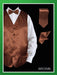 Men's 4 Piece Groomsmen Dress Tuxedo Wedding Vest ~ Waistcoat ~ Waist coat  Set (Bow Tie, Neck Tie, Hanky) - Satin Brown - Men's Neck Ties - Mens Dress Tie - Trendy Mens Ties