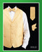 Men's Four Piece Dress Tuxedo Wedding Vest ~ Waistcoat ~ Waist coat Gold Lapelled Groomsmen (Bow Tie, Neck Tie, Hanky) Vest ~ Waistcoat ~ Waist coat Set  - Men's Neck Ties - Mens Dress Tie - Trendy Mens Ties