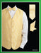 Men's Four Piece P A I S L E Y Jacquard Gold ~ Yellow ~ Banana - Groomsmen Dress Tuxedo Wedding Vest ~ Waistcoat ~ Waist coat Set (Bow Tie, Neck Tie, Hanky) - Men's Neck Ties - Mens Dress Tie - Trendy Mens Ties