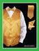 Men's 4 Piece Dress Tuxedo Wedding Vest ~ Waistcoat ~ Waist coat Set (Bow Tie, Neck Tie, Hanky) - Satin Mustard  - Men's Neck Ties - Mens Dress Tie - Trendy Mens Ties