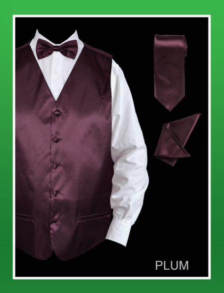 Men's 4 Piece Dress Tuxedo Wedding Vest ~ Waistcoat ~ Waist coat Set ( —  MensUSA