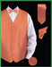 Men's 4 Piece Dress Tuxedo Wedding Vest ~ Waistcoat ~ Waist coat Set (Bow Tie, Neck Tie, Hanky) - Twill patterned Rust