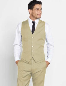 Men's Vest Matching Solid Dress Pants Set + Any Color Shirt & Tie Regular Fit Sand