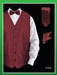 Men's 4 Piece Dress Tuxedo Wedding Vest ~ Waistcoat ~ Waist coat Set (Bow Tie, Neck Tie, Hanky) - Twill patterned Wine