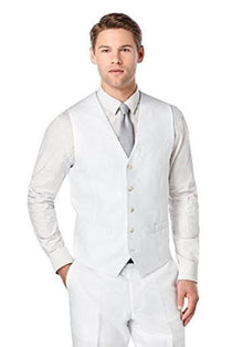 White Linen Vest & Pants Set Summer Outfit - Mens Linen Suit