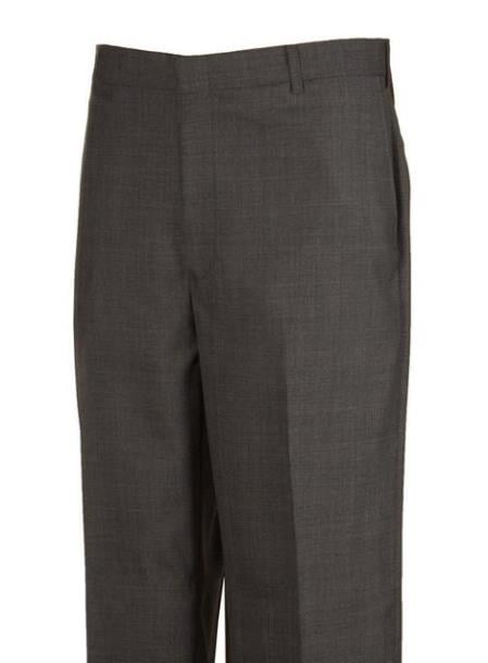 Plaid Flat Front Dress Pants unhemmed unfinished bottom