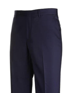 H-Tech Flat Front Navy Dress Pants unhemmed unfinished bottom